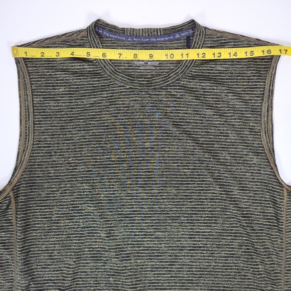 Prana Mens Large Hardesty Performance Tank Sleeveless Athletic Shirt Green Black - Picture 9 of 11